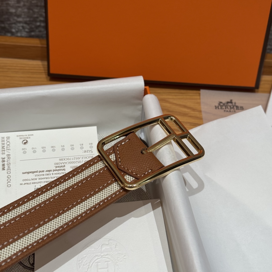Hermès Half Cod Riviera double-faced leather belt, 3.8cm wide