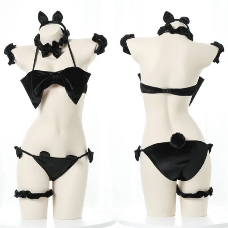 Cat Ears Bow Knot Uniform Lingerie Set