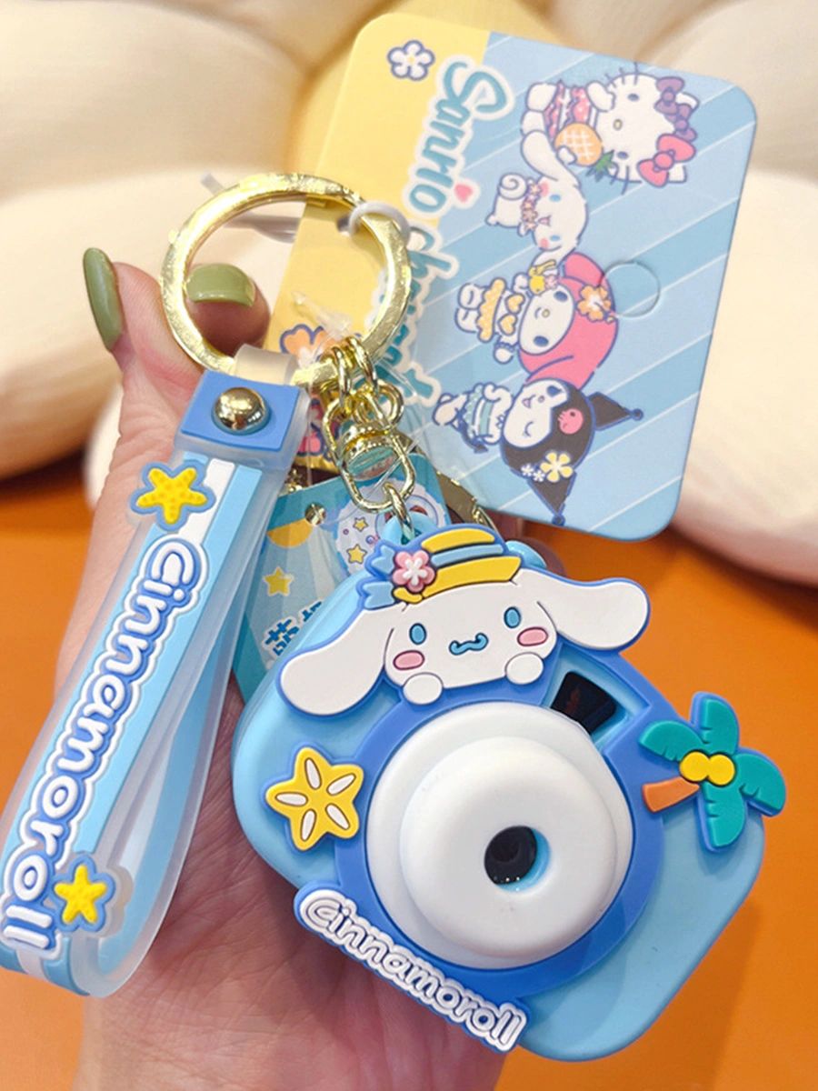 Sanrio Creative Projector Camera Key Chain Kids Cute Keychain Pendant Key Holder Couple Bag Pendant Car Key Ring Gift (projected 8 patterns)