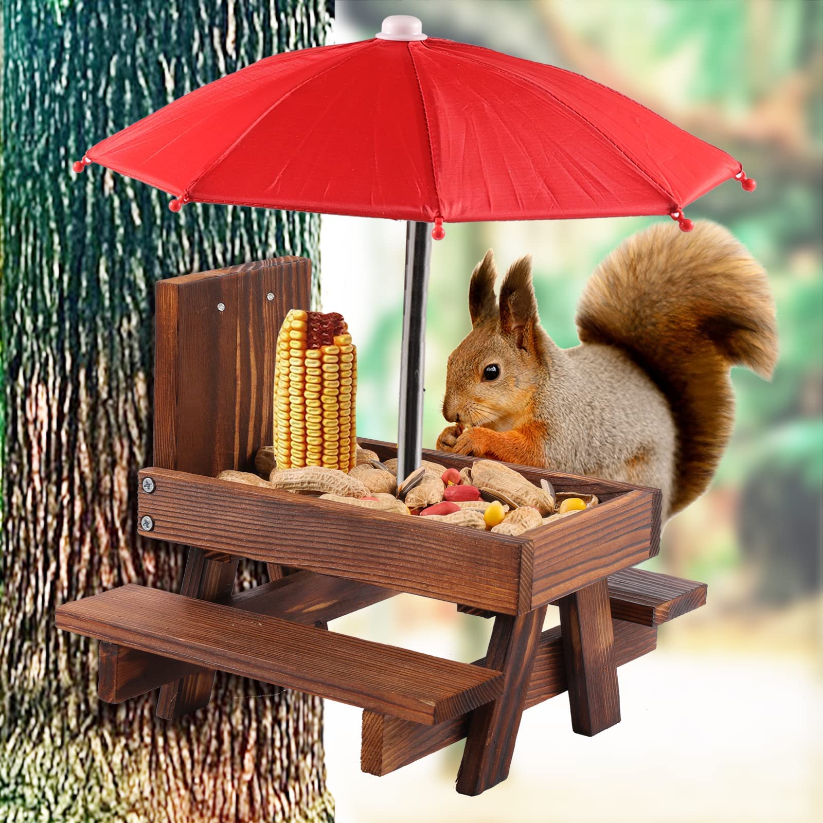 👍2024 New Arrival- 50% OFF💥Wooden Picnic Table Squirrel Feeder