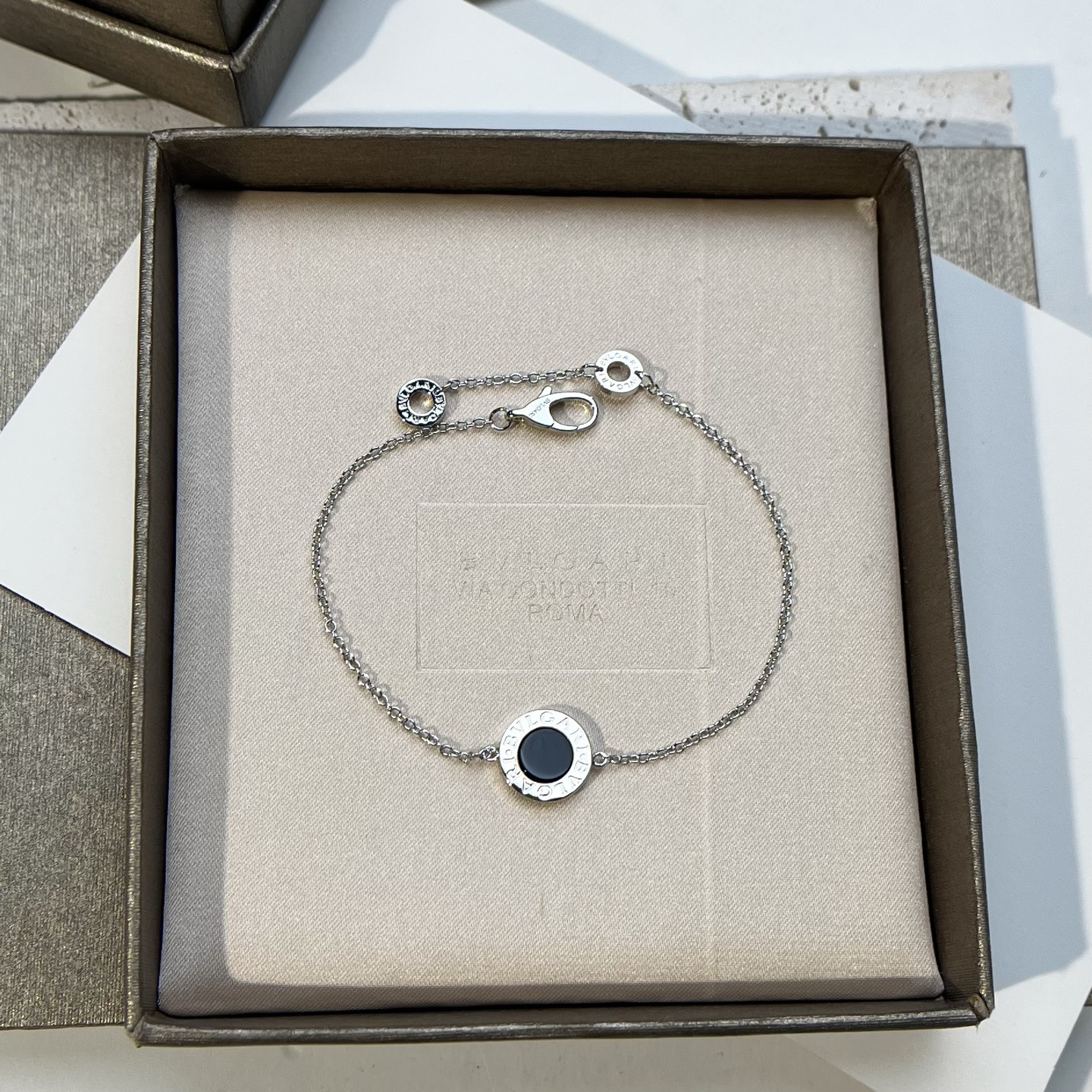 Bulgari round black agate bracelet