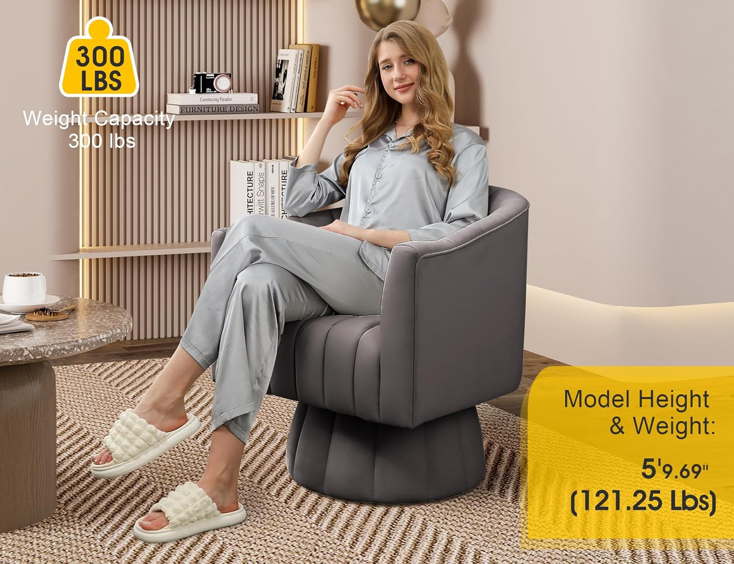 360 Degree Swivel Cuddle Barrel Accent Sofa Chairs