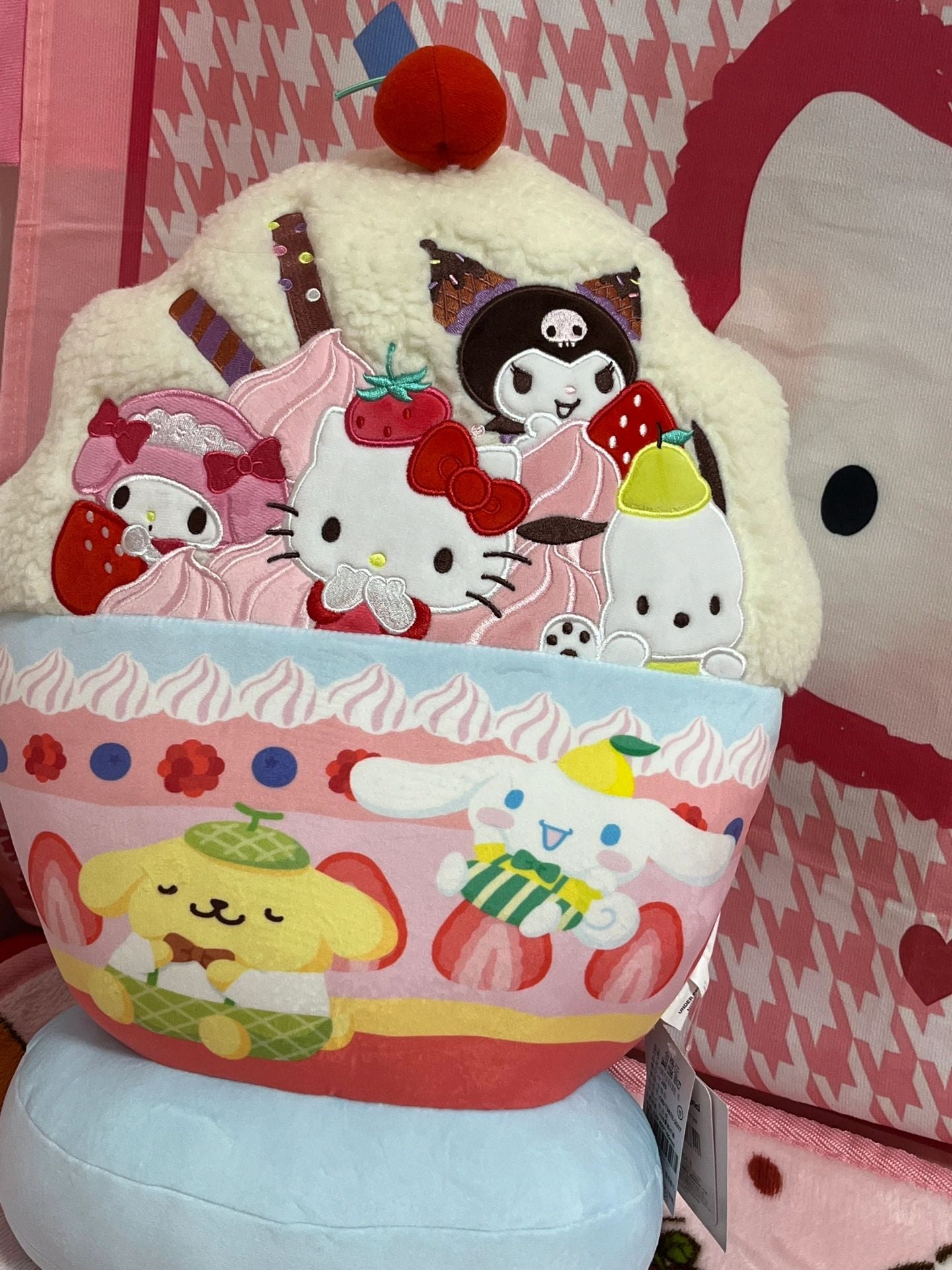Sanrio Ice Cream Plush ｜Blanket and Pillow Set,2 in 1 Plush Stuffed Hugging Pillow Blanket for Kids Gift Travel Airplane Train Bed Office Nap