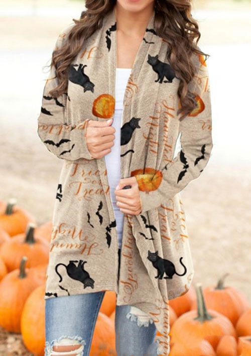 Halloween-Themed Digital Print Casual Cardigan Jacket for Women