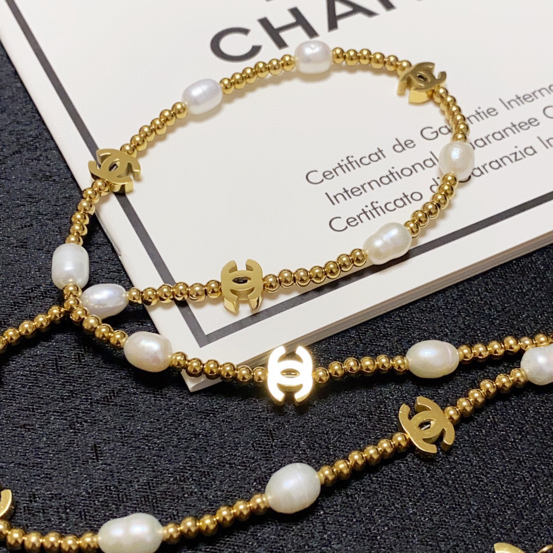 Chanel Natural Freshwater Pearl Gold Necklace