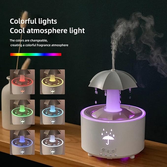 ☔☔Colorful Raindrop Rotating Aroma Diffuser and Humidifier (Raindrop Simulation)