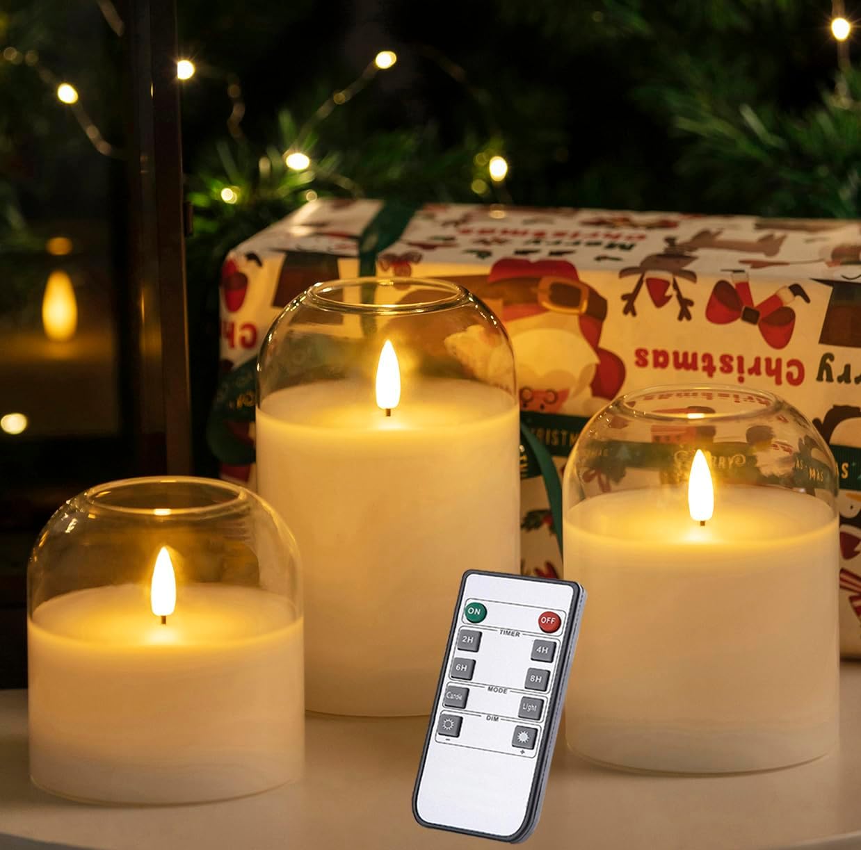💖Last Day 49% OFF💖Flickering LED Pillar Glass Flameless Candles Set of 3