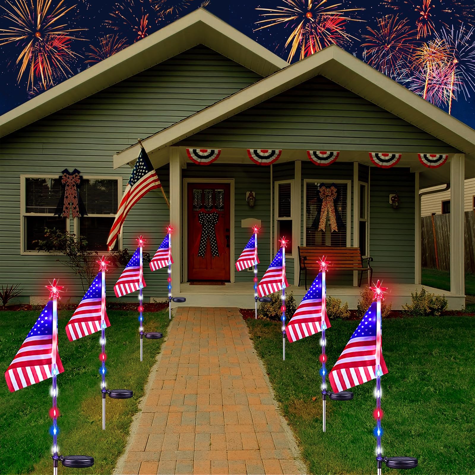 🔥Last Day 50% OFF🔥3PCS/SET(Each Only $9.99)--🇺🇸 American Flag Solar Lights