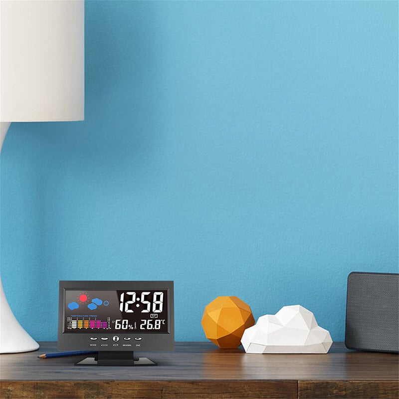 (🎁2025 Hot Sale🎁)Digital LED Temperature Humidity Monitor Weather Forecast LED Table Alarm Clock