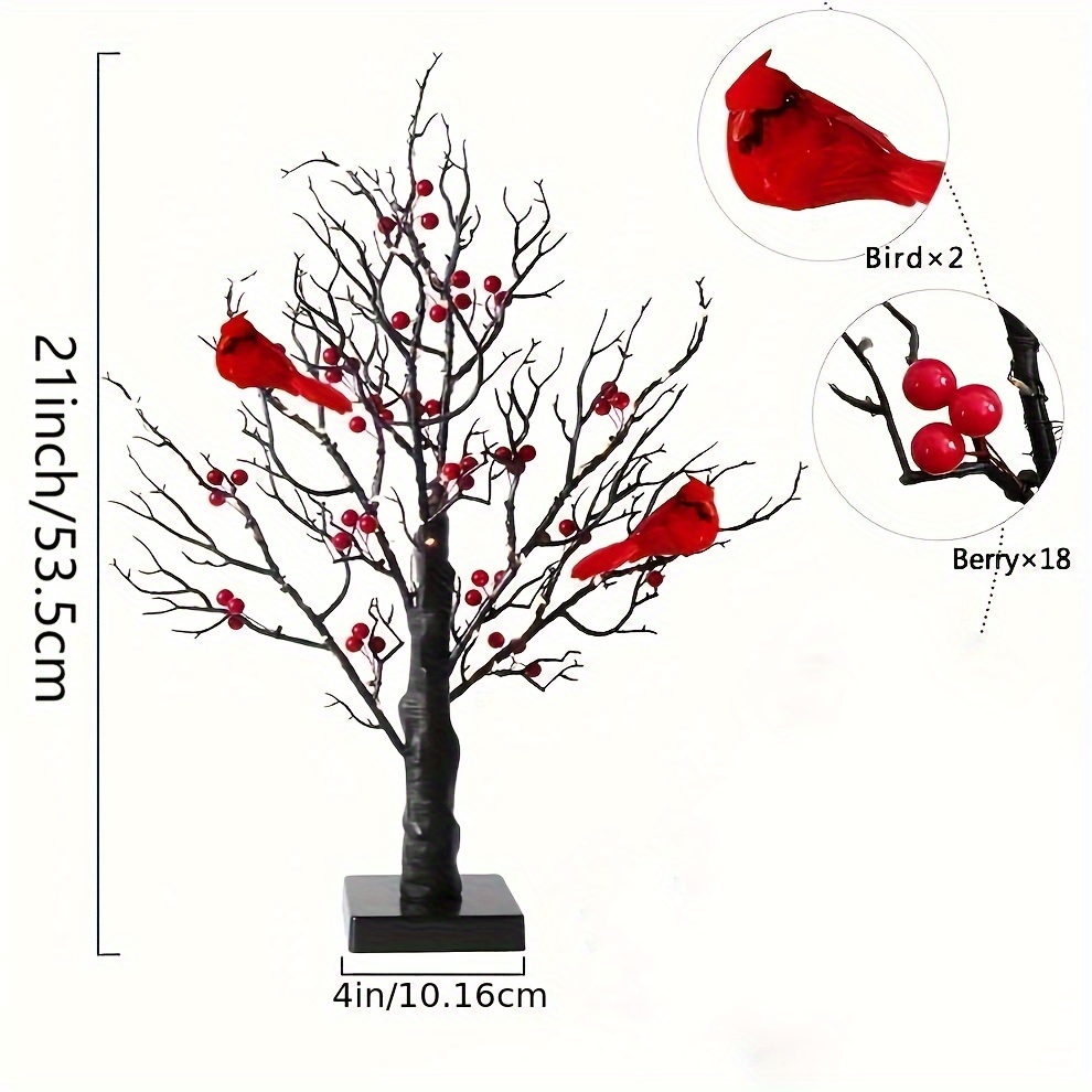 ✨Flash Sale✨Vintage Glowing Tree with Cardinals, Berries