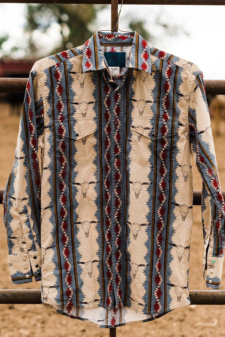 Casual Vintage Western Print Shirt
