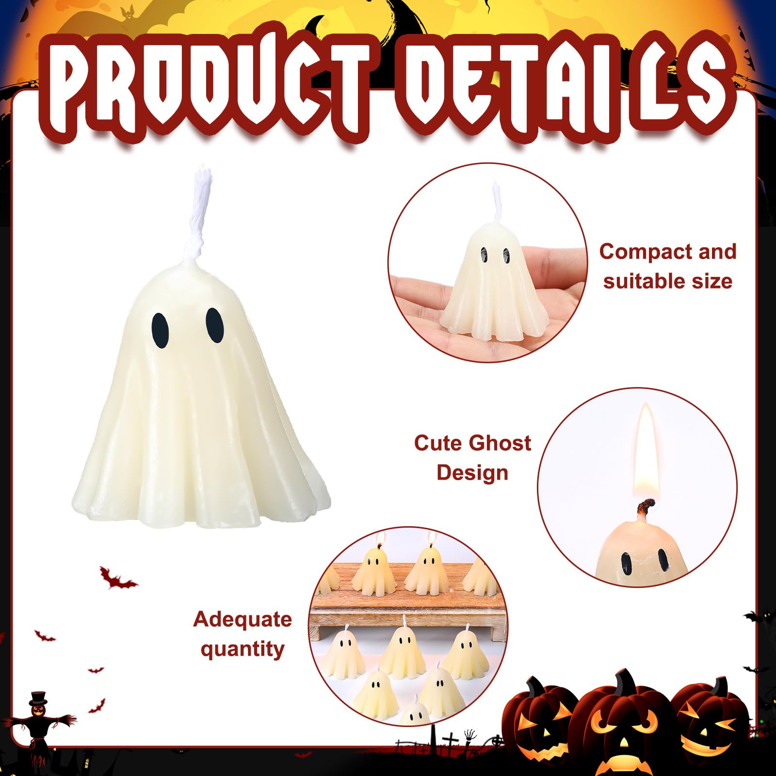 🔥ON SALE🔥 5 Pieces White Halloween Decor Candles👻