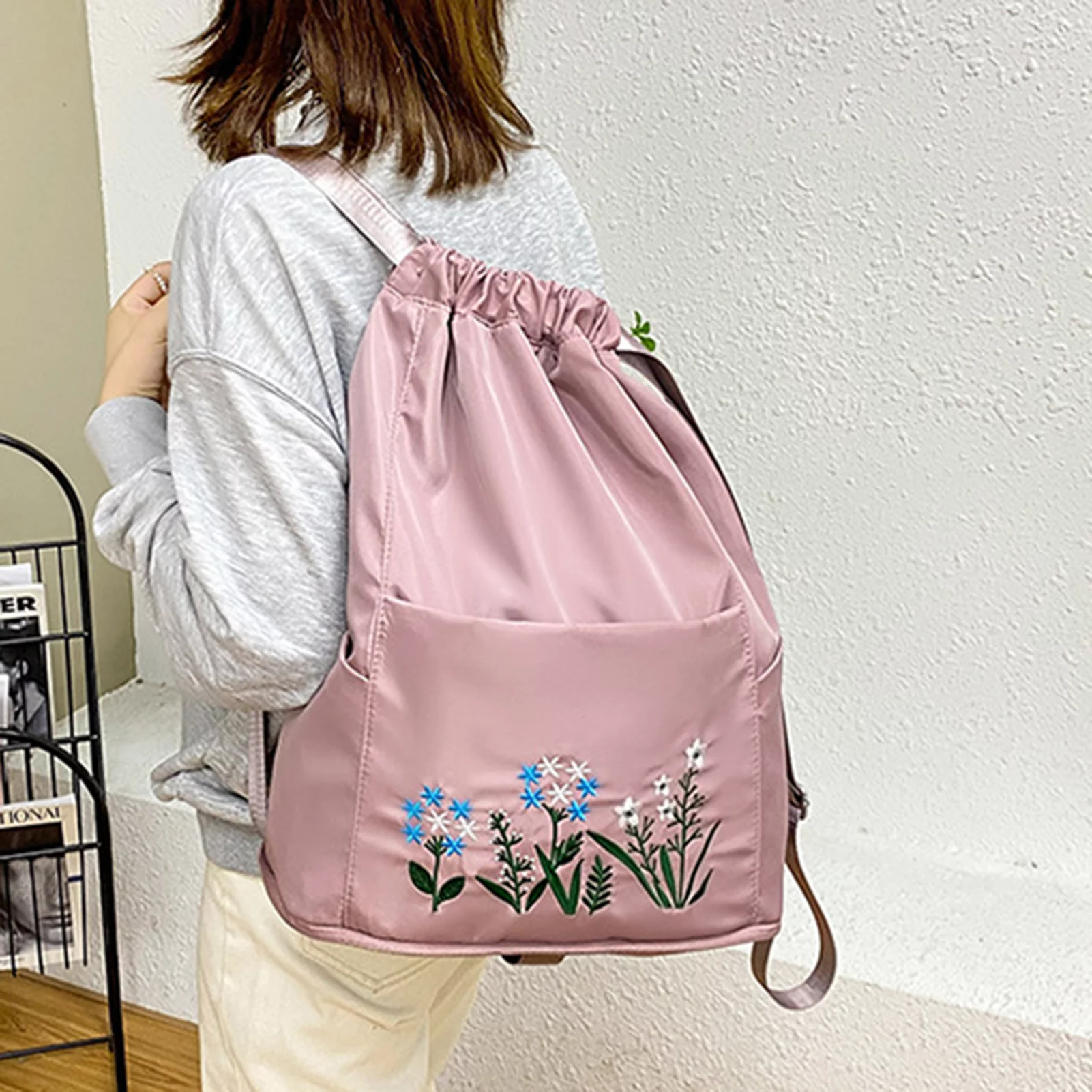 🔥Last Day-[SAVE 50% OFF]--Drawstring Foldable Embroidery Design Large Capacity Dry-wet Separation Travel Backpack-BUY 2 GET 10% OFF & FREE SHIPPING