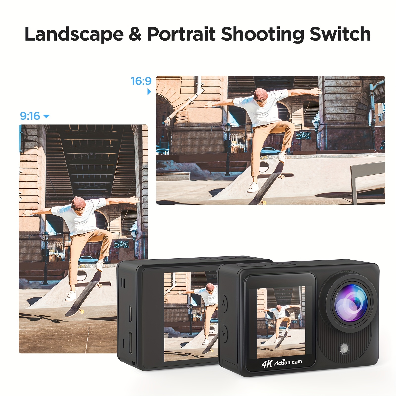 Yolansin 4K Action Camera Touch Screen - Dual Screen Ultra HD EIS WiFi Sports Camera, 1574.8inchUnderwater Camera 170° Wide Angle Video Camera 20MP Waterproof Helmet Camera With Remote Control And 2 Batteries