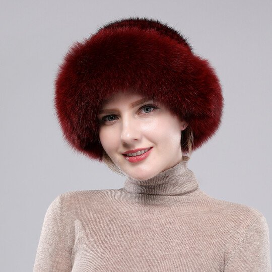 Fashion sweet and cute mink fox fur braided real hair warm thick fisherman hat basin hat