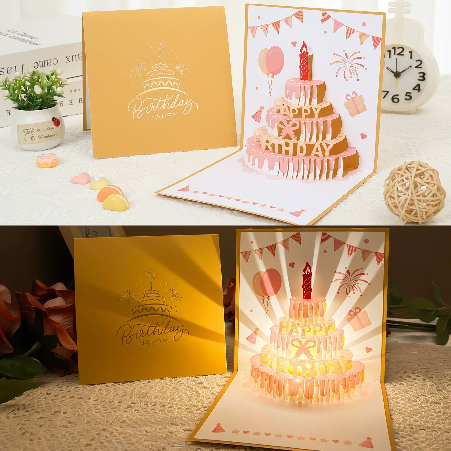✨Flash Sale✨Pop Up Cake Light and Music Happy Birthday Card Gift with Envelope