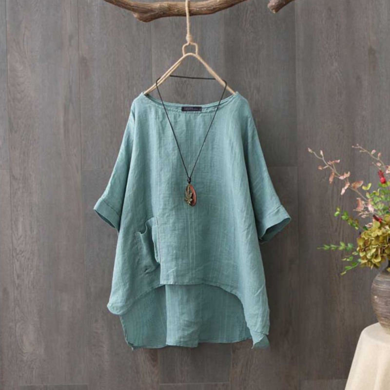 Irregular Hem Pocket Comfy T-Shirt