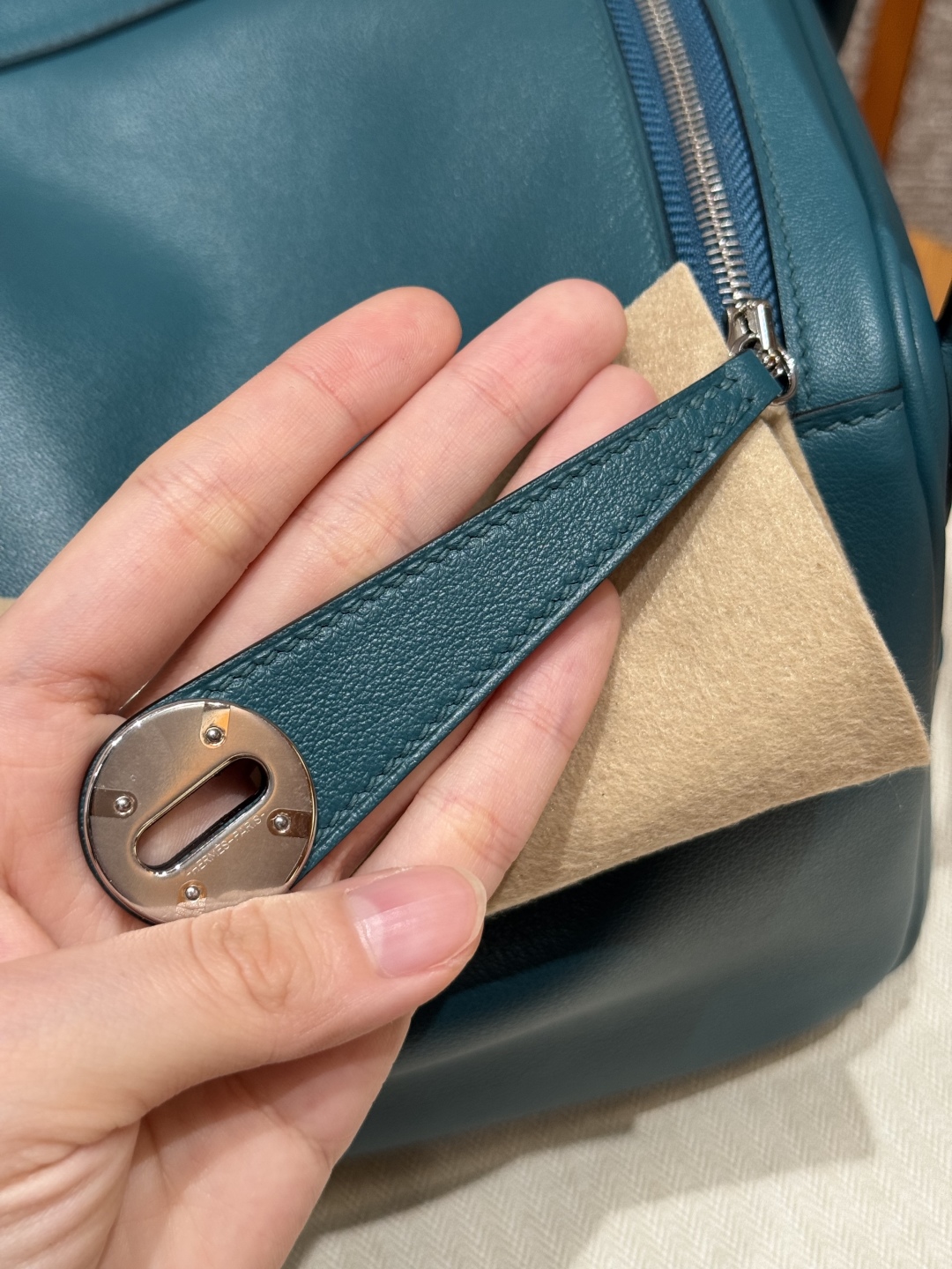 Hermès Lindy W0Vert Bosphore Handbag (Handmade to Order)