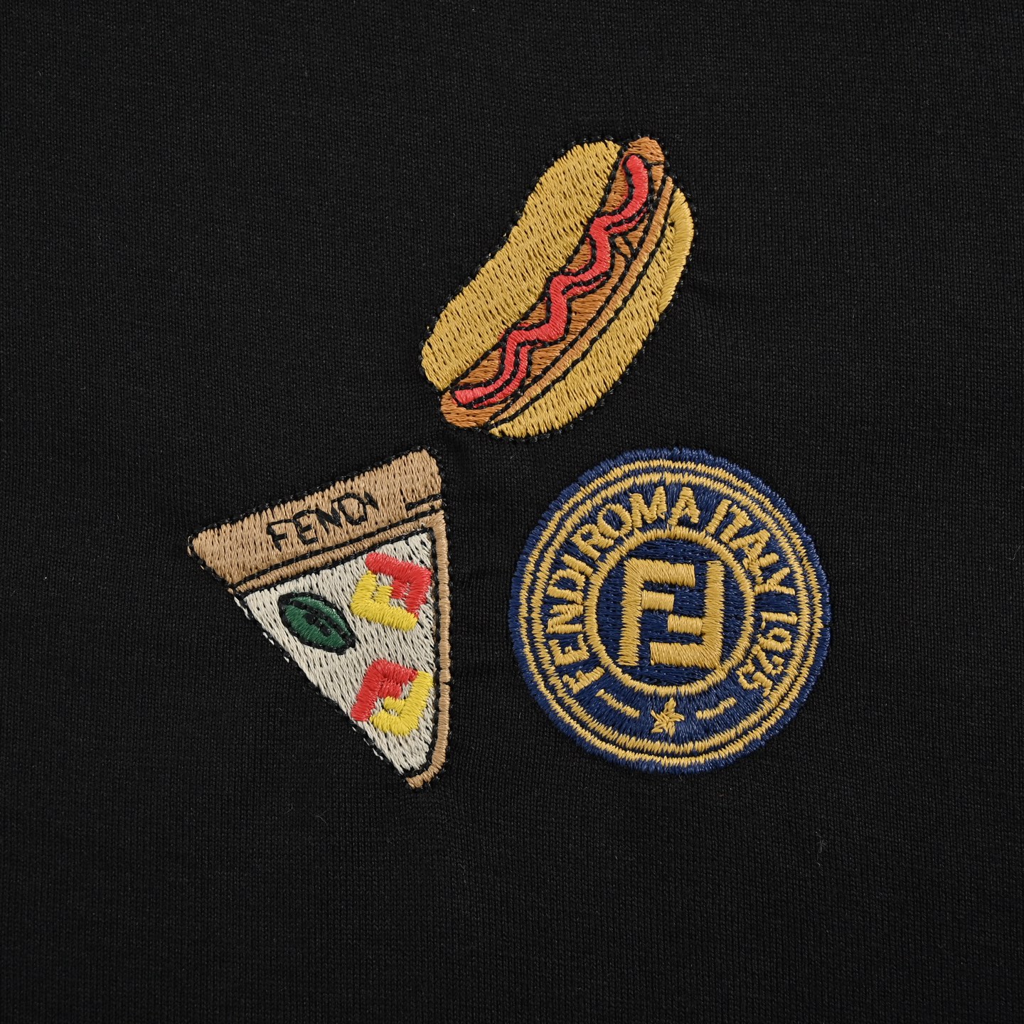 Fendi 25ss hot dog pizza badge embroidered short sleeve