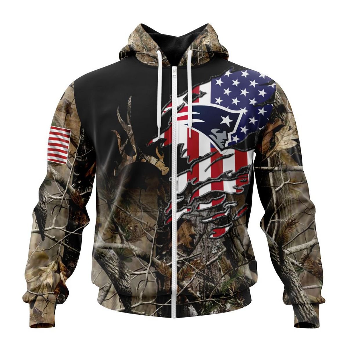 NEW ENGLAND PATRIOTS 3D HOODIE CAMO REALTREE HUNTING