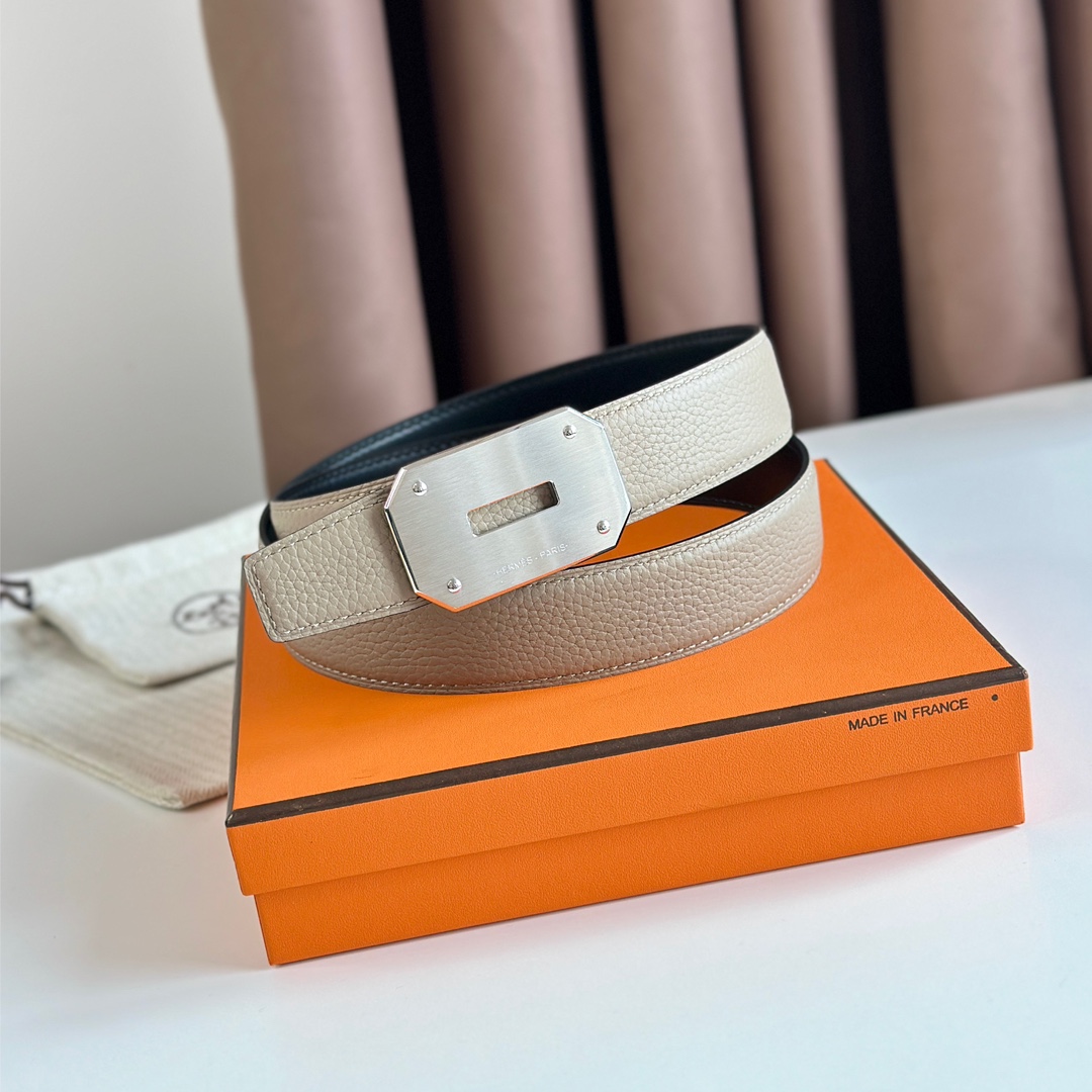 Hermès new double-faced calfskin belt width 3.2CM