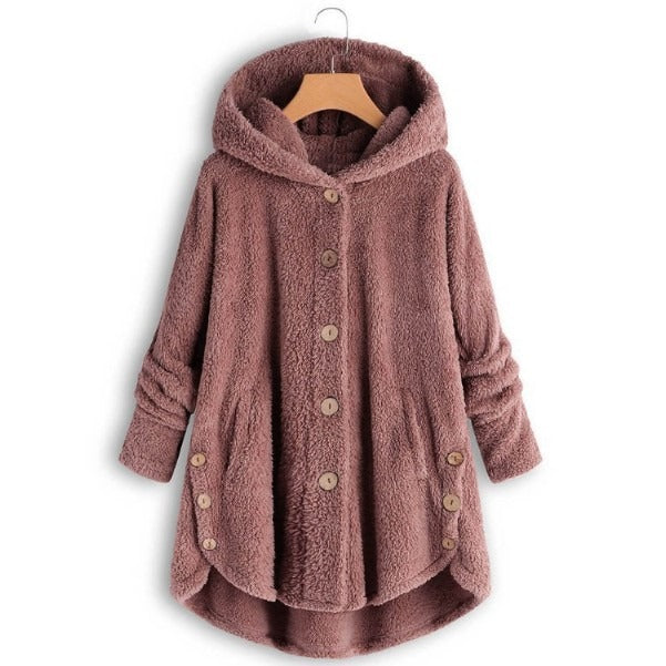 Button down plush top irregular solid color jacket