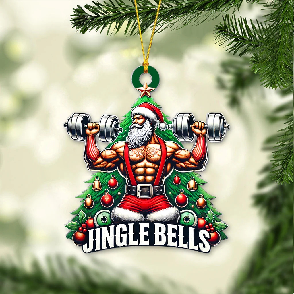 Gym Work Out Santa Christmas Ornament