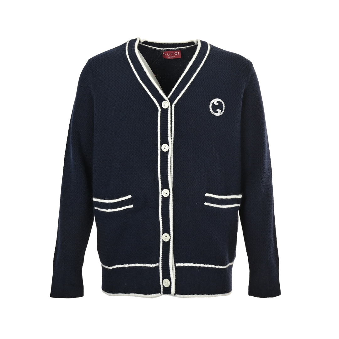 Gucci 24Fw colorblock striped cardigan with Double G embroidery