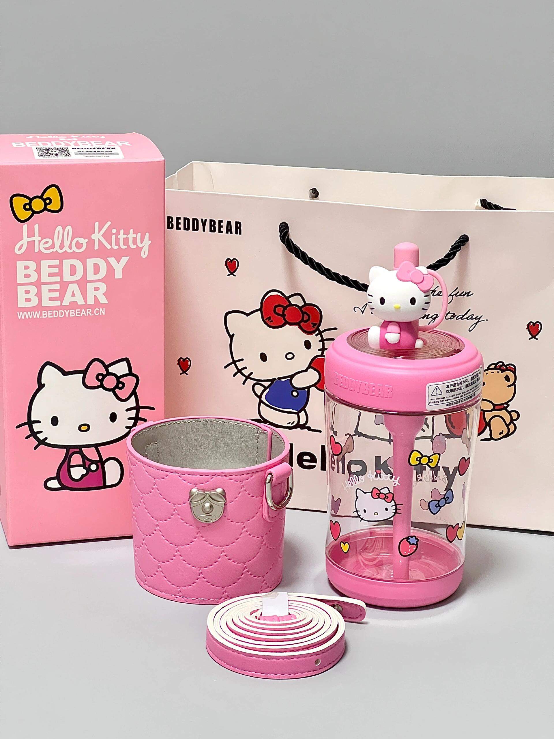 Hellokitty Water Bottle with Sleeve, 18.5OZ Water Bottle with Straw Gym Water Bottle for Sport Workout