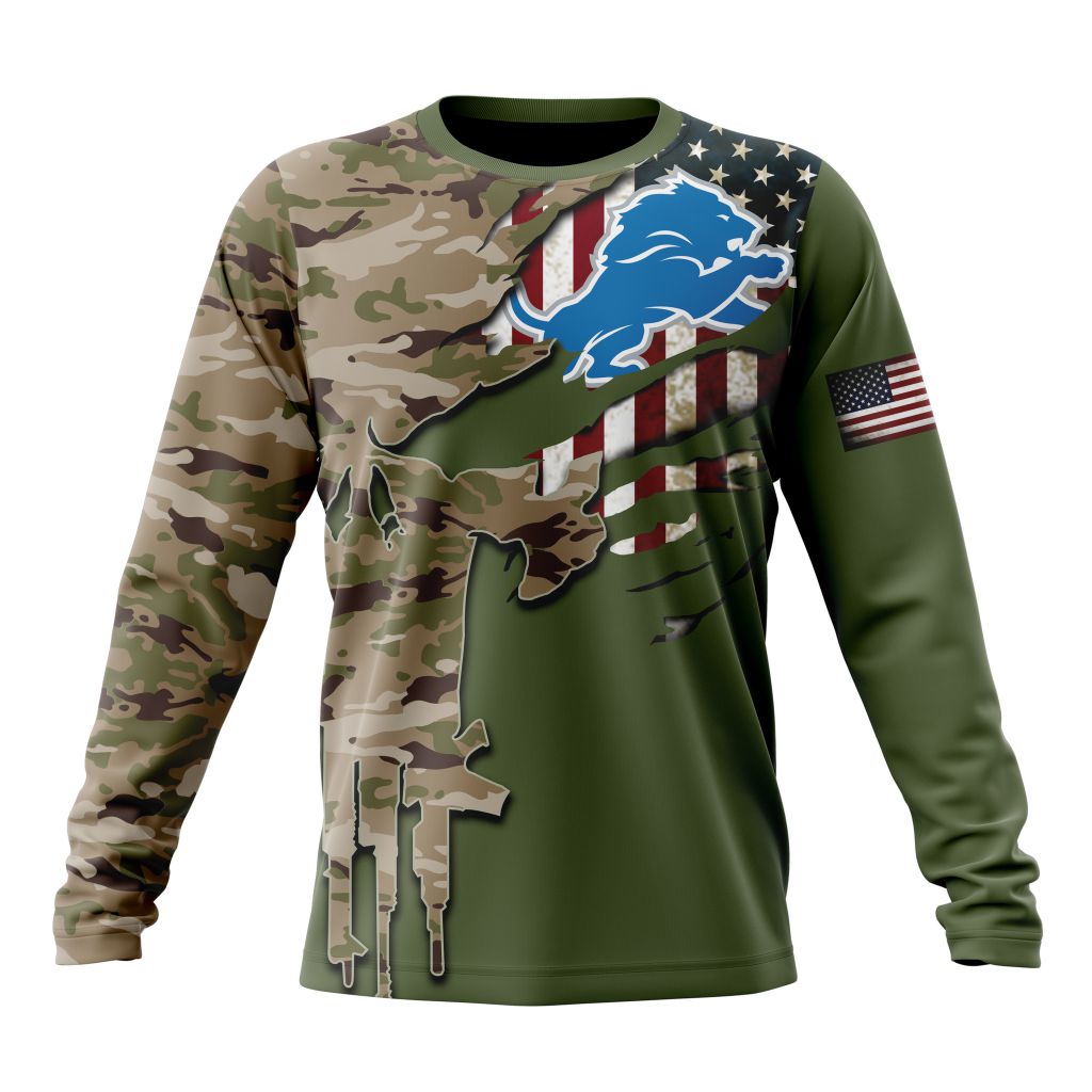 DETROIT LIONS 3D HOODIE VETERANS DAY