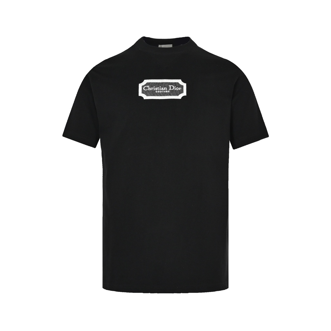 Dior 23ss embroidered silver logo short sleeve
