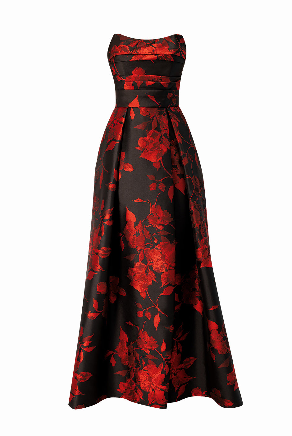 Vestido largo strapless de abertura frontal