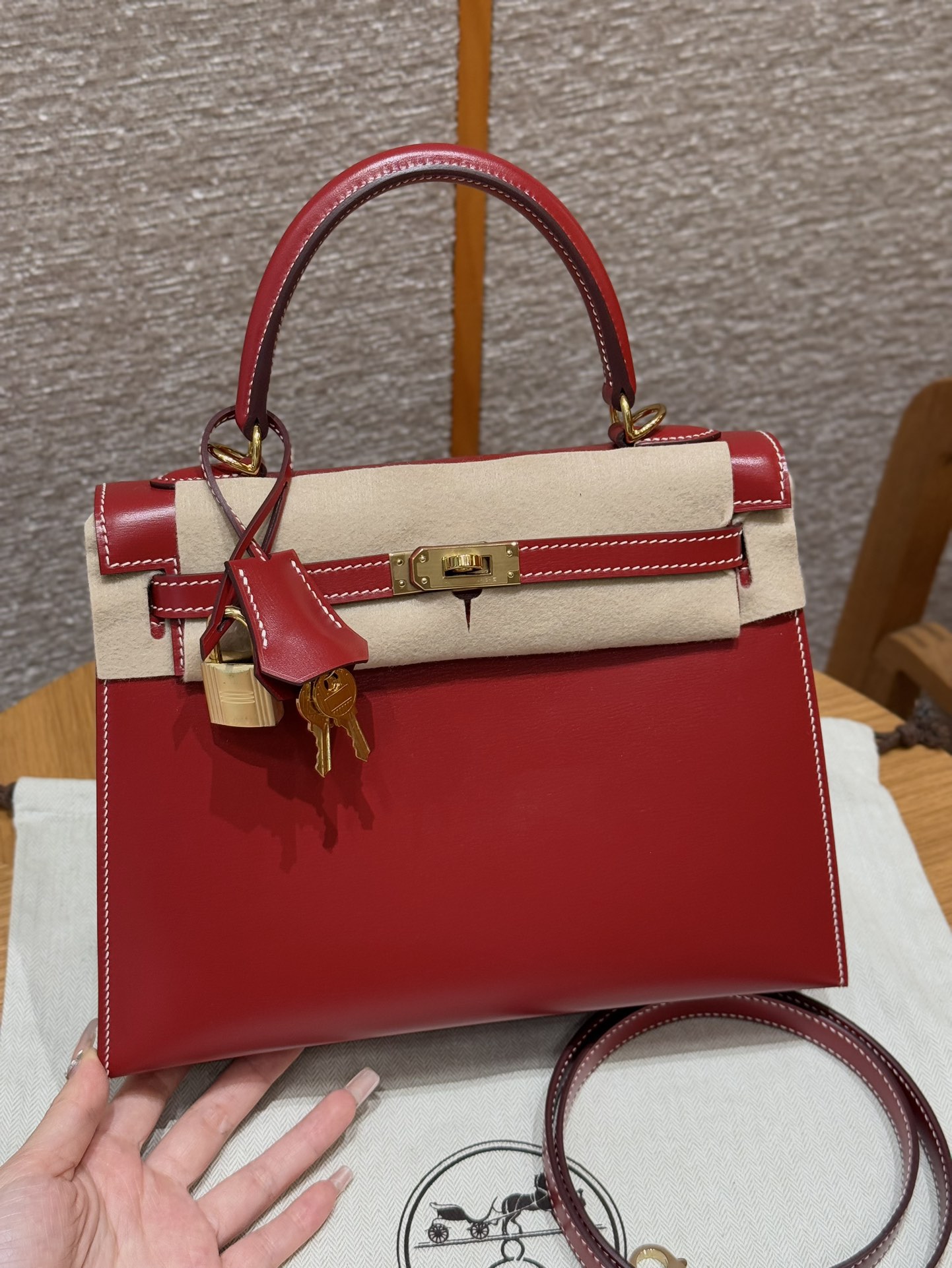 Hermès Kelly 5xRouge piment Handbag (Handmade to order)