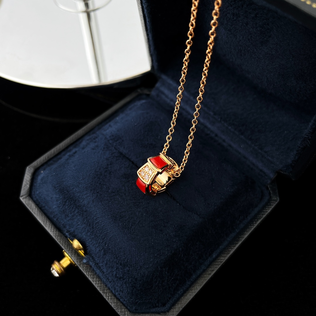 Bulgari Diamond Snake Bone Mother-of-Pearl Necklace