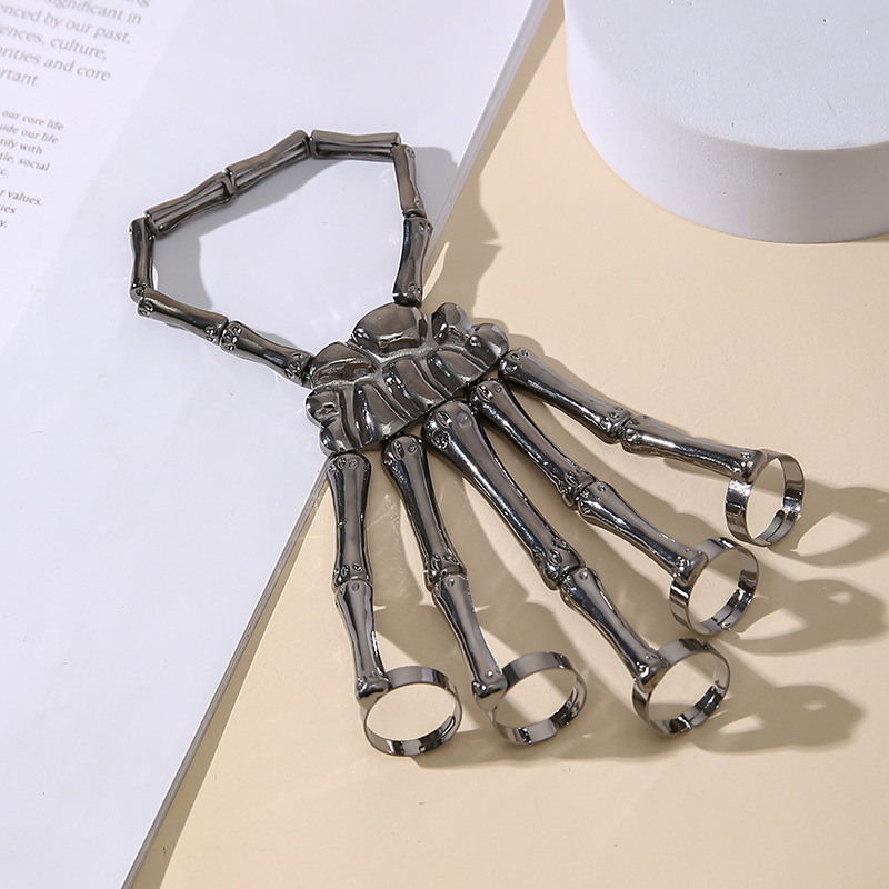 🖤💀Adjustable Punk Skull Hand Bone Ring Bracelet🖤Buy 3 Pcs Get 10% Off & Free Shipping