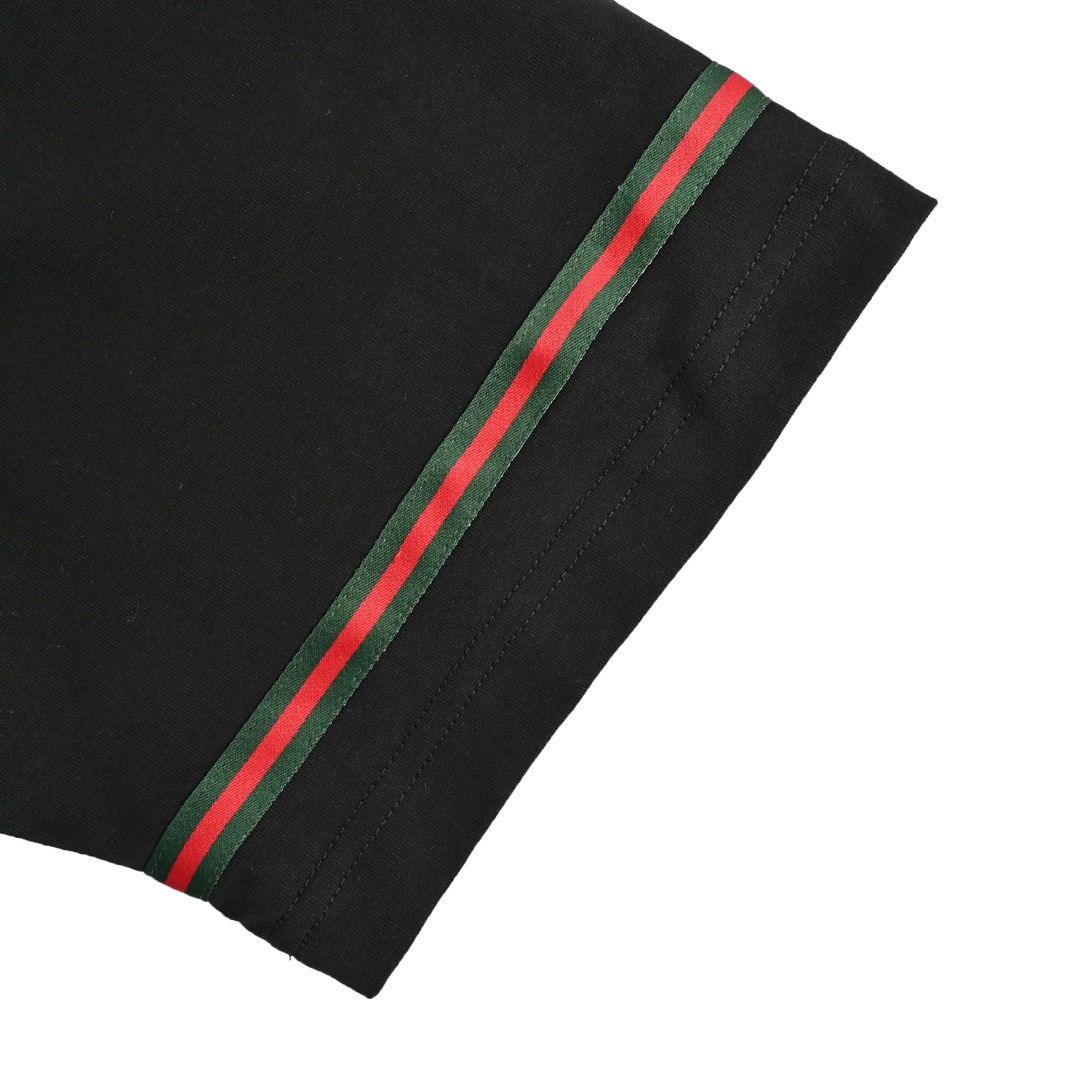 Gucci 24ss red and green color matching embroidered letter short sleeve