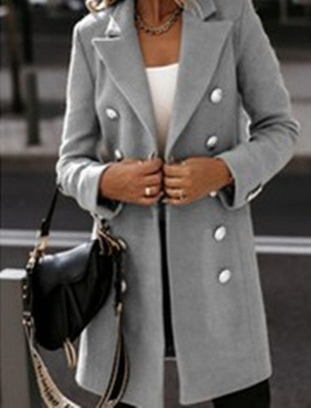 Fashionable Double-Breasted Woolen Coat with a Statement Style