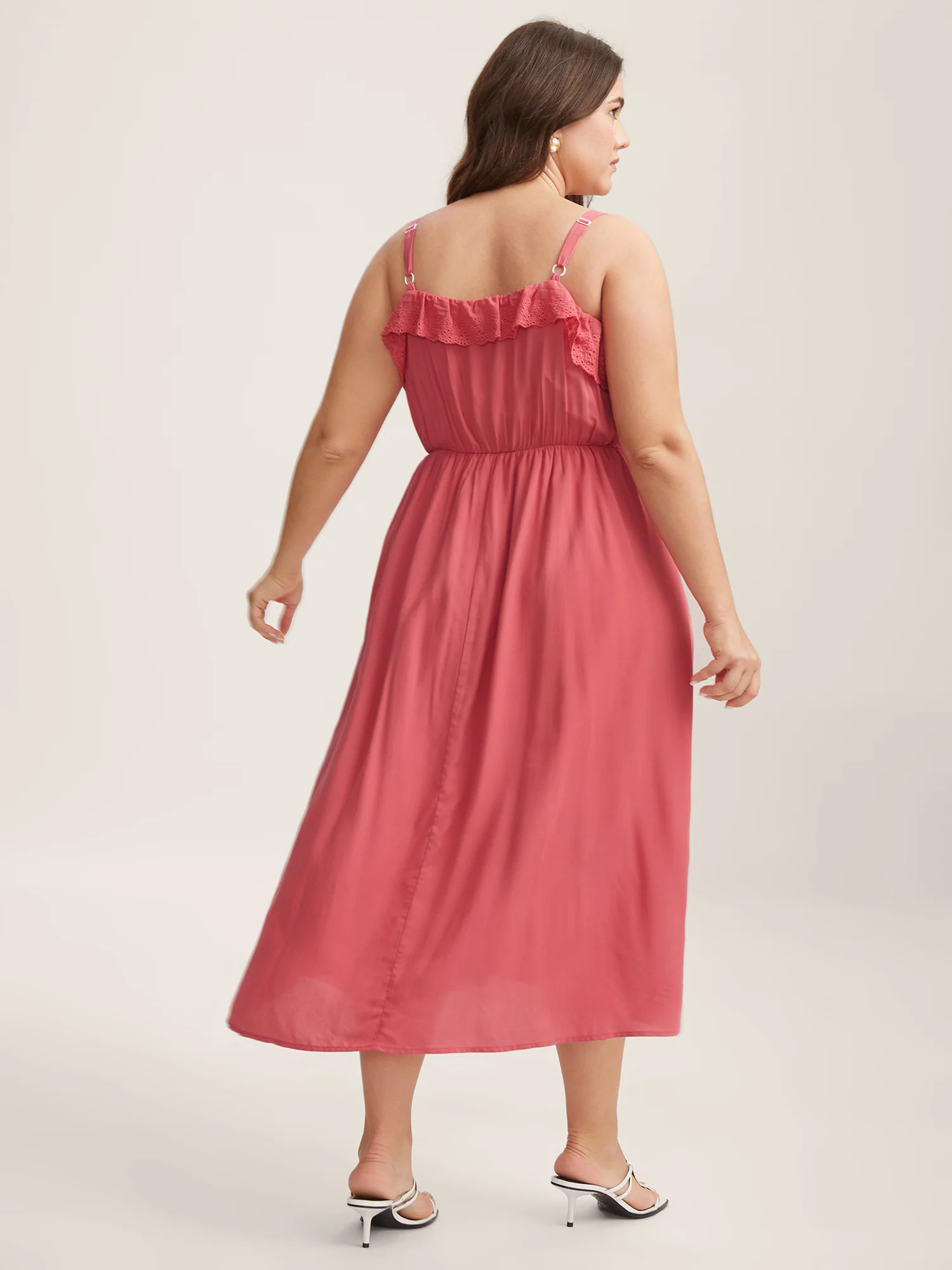 Rayon Lace Stretchy-Waist Midi Dress