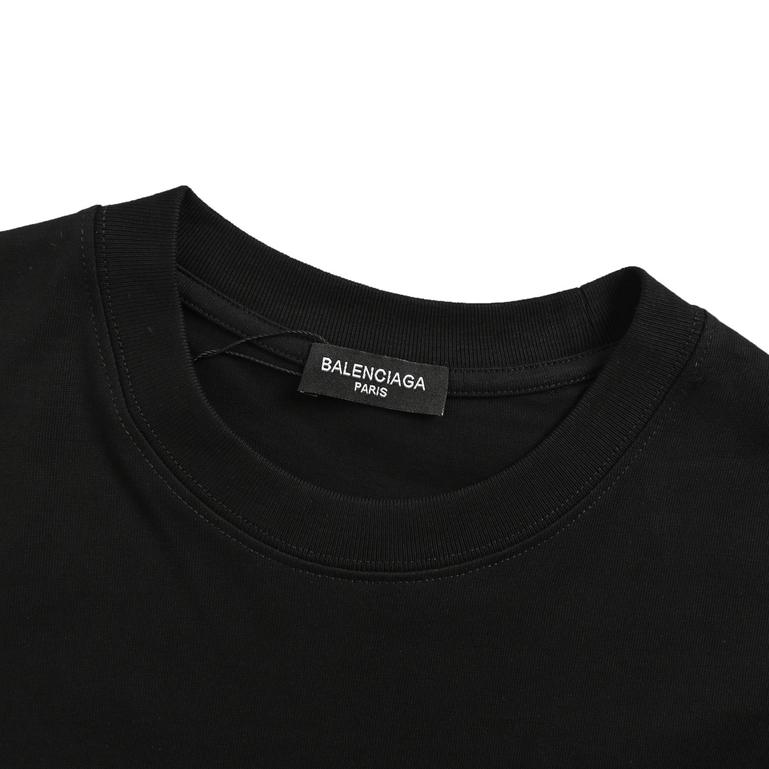 Balenciaga 24ss mottled distressed letter logo short sleeves