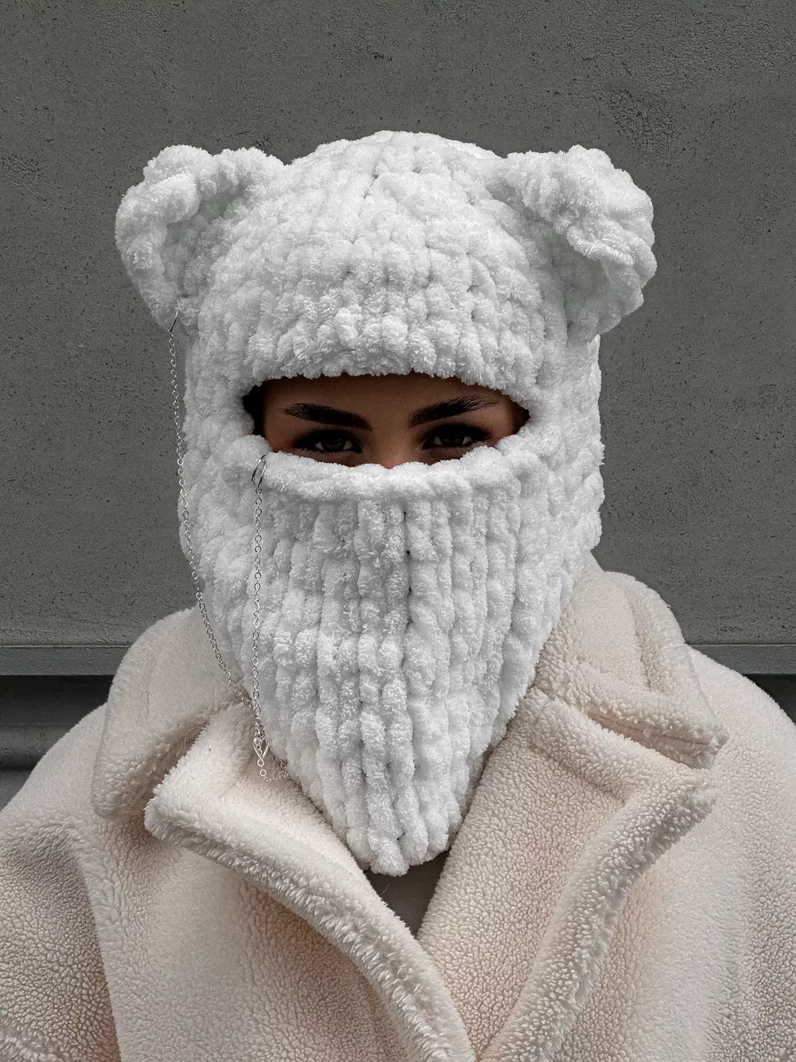 💖 Valentine's Day Sale 49% OFF 💖 Plush Chunky Knit Balaclava with Ears(Including Chain & Pendant)