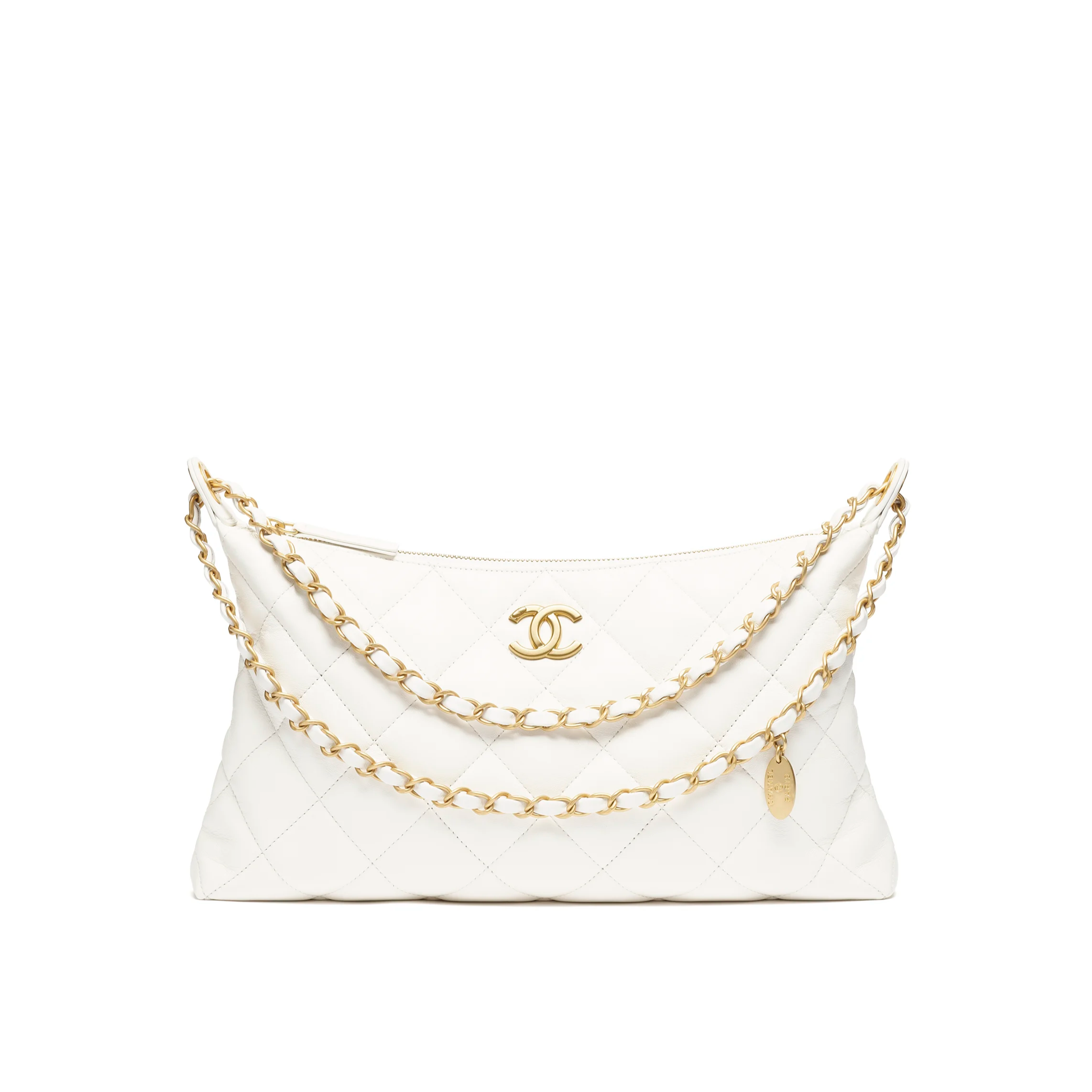 Chanel Large Hobo Bag Shiny Lambskin & Gold-Tone Metal White AS5498-B20294-10601