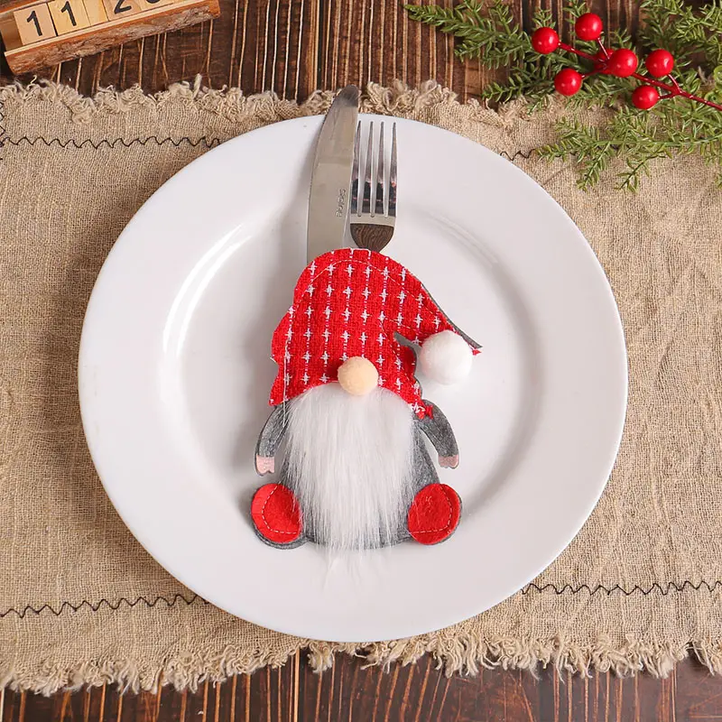 🎅🎅Christmas Felt Cutlery Holder Set - Gnomes Cutlery Holder Pouch