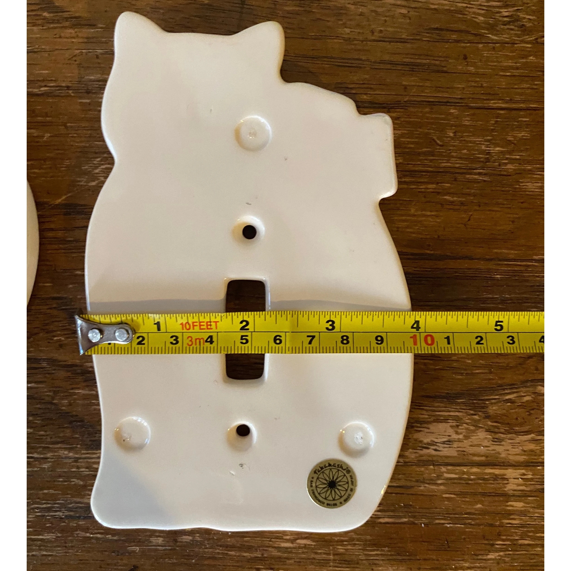 💗🎁 Mother's Day Gift - Vintage Ceramic Cat Light Switch Cover – 1980s Pastel Home Decor