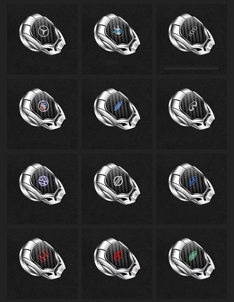 🚗2023 Car logo brand carbon fiber car engine start stop button decoration