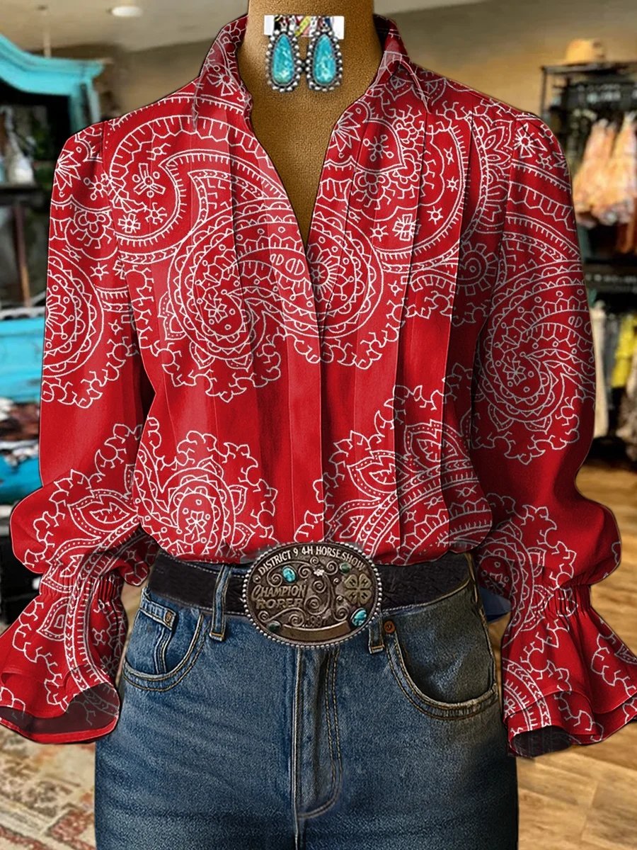 Women's Retro Casual Western Pattern Shirt