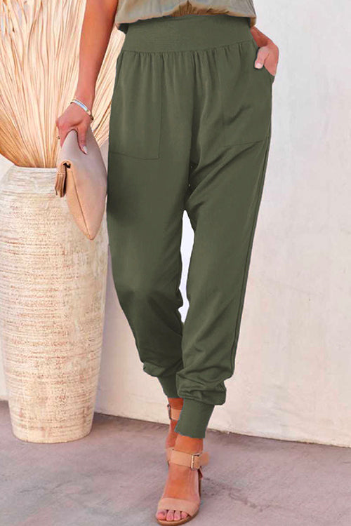 Heididress Solid Side Split Pockets Jogger Pants