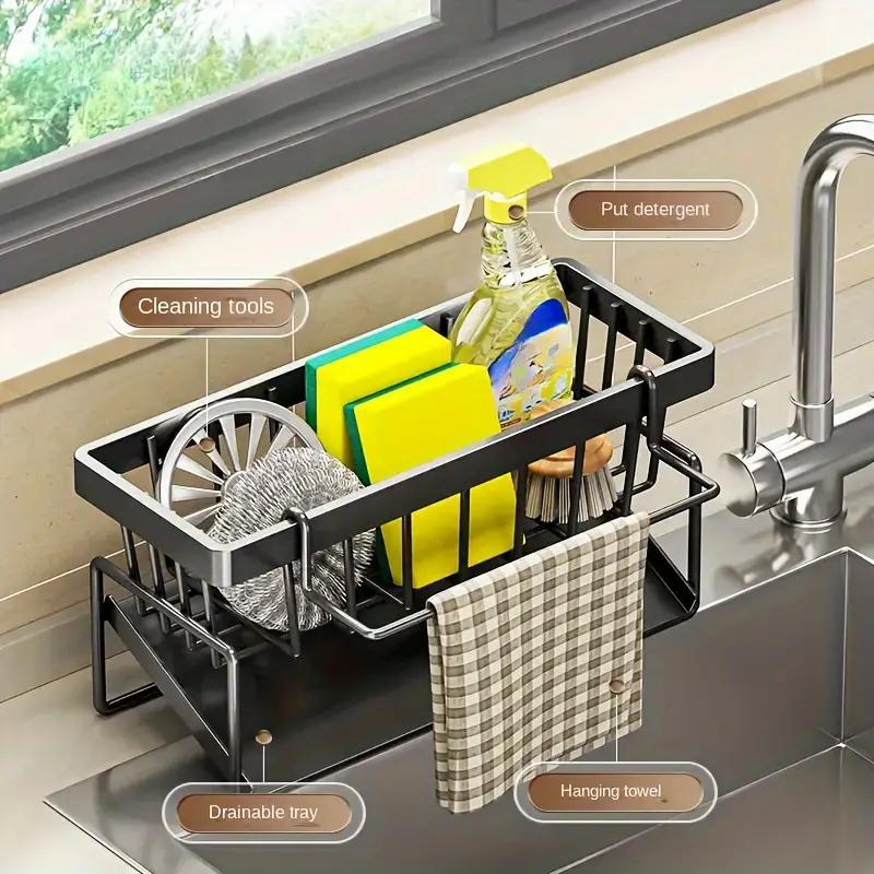 🌟 Say Goodbye to Clutter✨ Stainless Steel Kitchen Sink Storage Rack – For a Neat, Organized Kitchen! 🌟