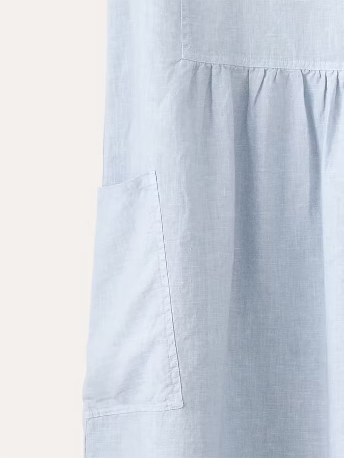 Cotton Linen Round Neck Sleeveless Pocket Simple Dress