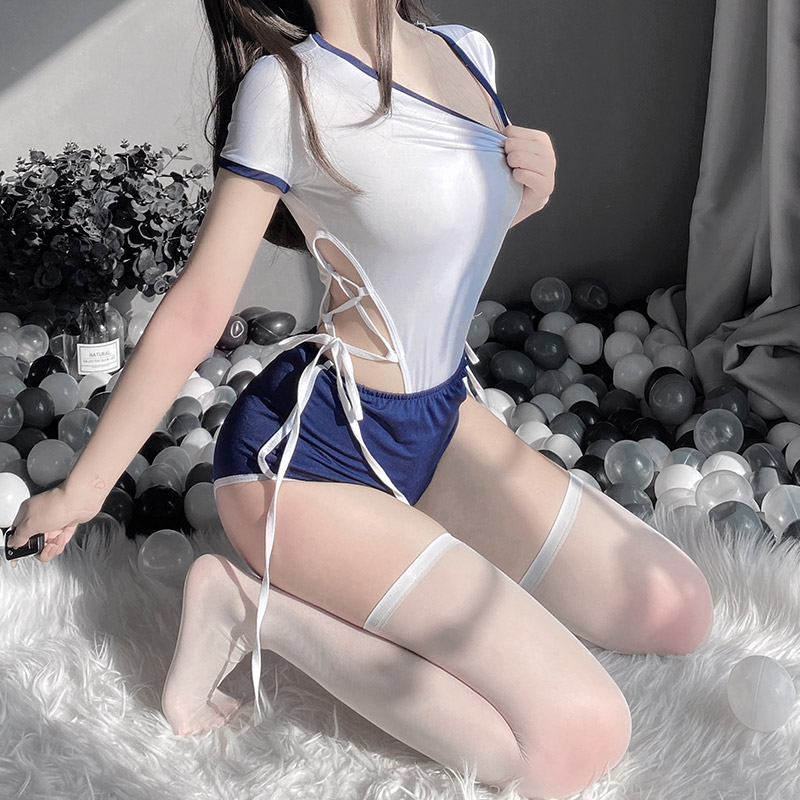 School Style Hollow Out Lingerie Stockings Set