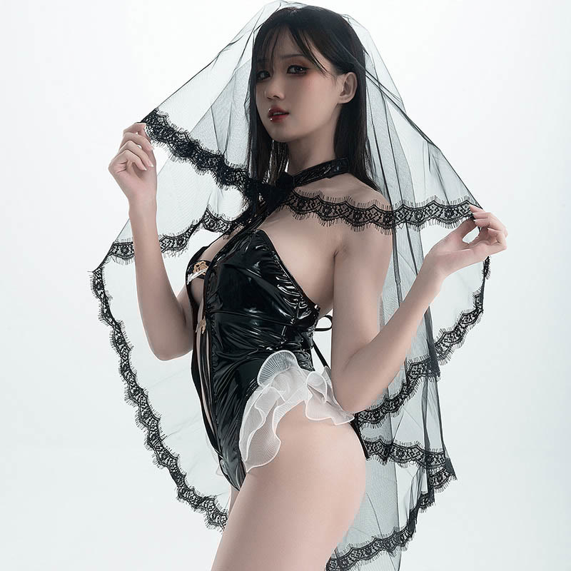 Sexy Cross Print Cosplay Nun Jumpsuit Lingerie